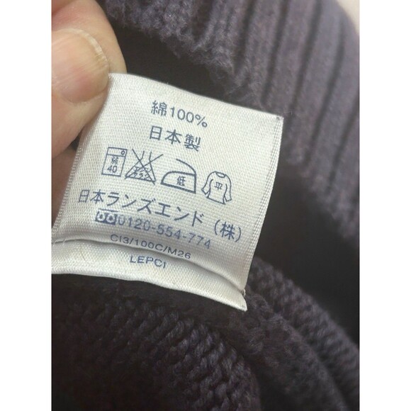 Lands’ End Mens Large Crewneck Sweater Navy Blue Cotton Pullover - Picture 5 of 6